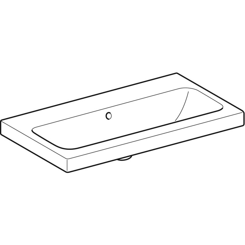 Umywalka krótka bez otworu na baterię z przelewem 75 cm Geberit iCon Light rysunek