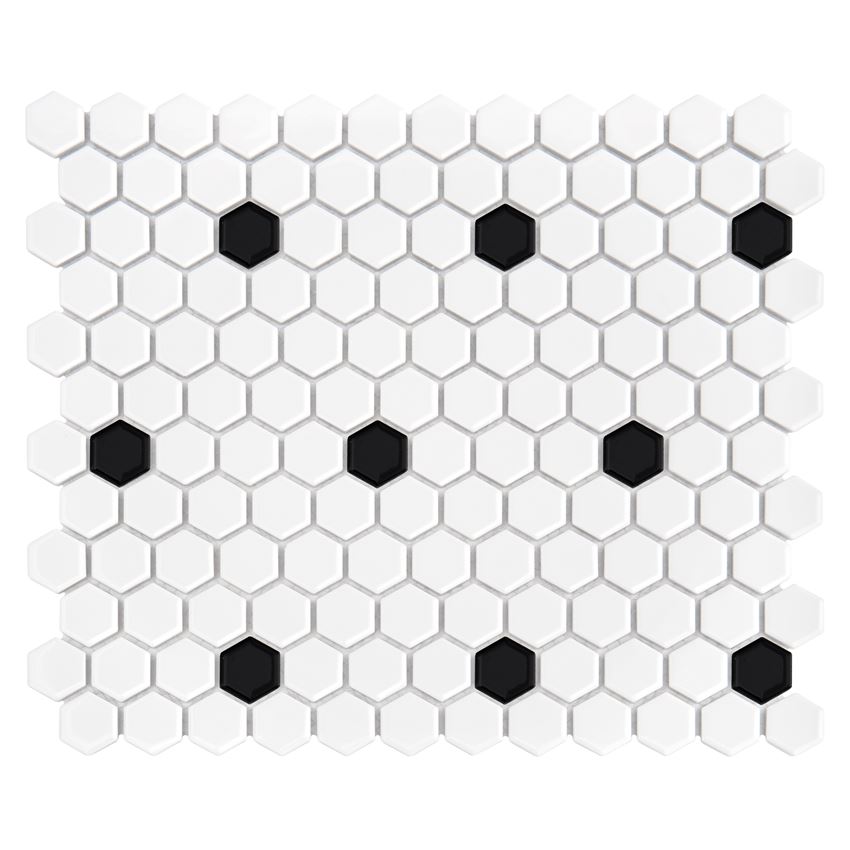 Mozaika gresowa 26x30 cm Dunin Hexagonic Mini Hexagon B&W Spot