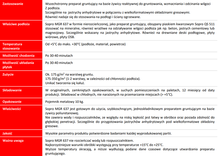 Multigrunt Sopro MGR 637 karta techniczna