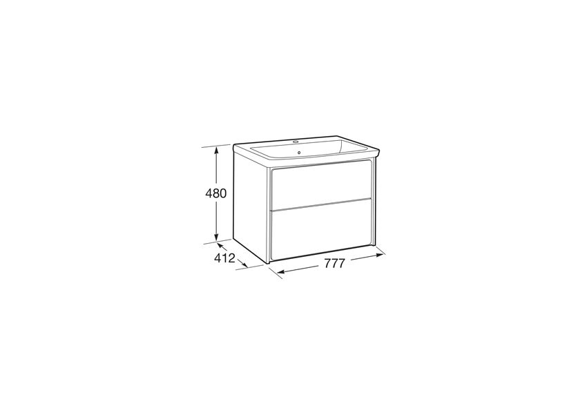 Zestaw łazienkowy Unik z 2 szufladami 80x41,2x48 cm Roca Ronda rysunek techniczny