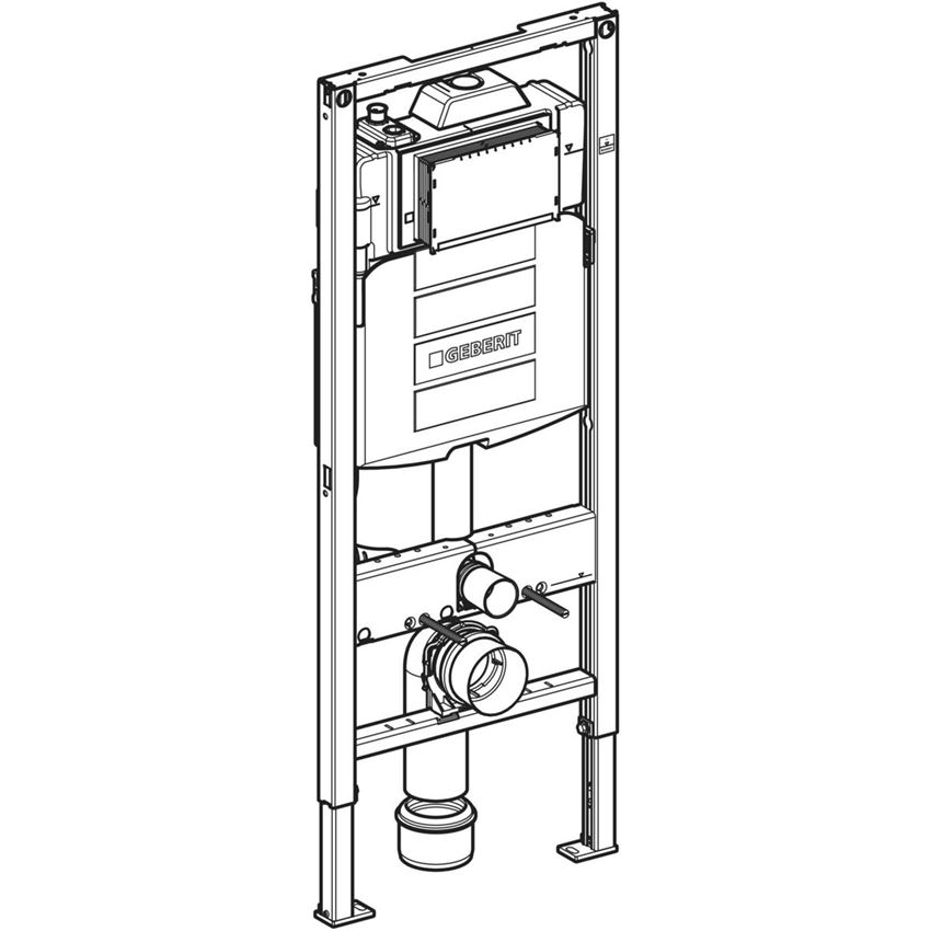 Element montażowy Geberit Duofix do wiszących misek WC ze spłuczką podtynkową Sigma 12 ze spłukiwaniem higienicznym HS50 rysunek