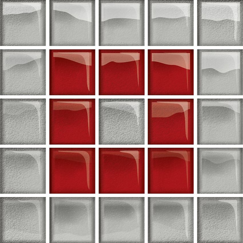 Mozaika Opoczno Glass Silver/Red Mosaic B New OD660-121