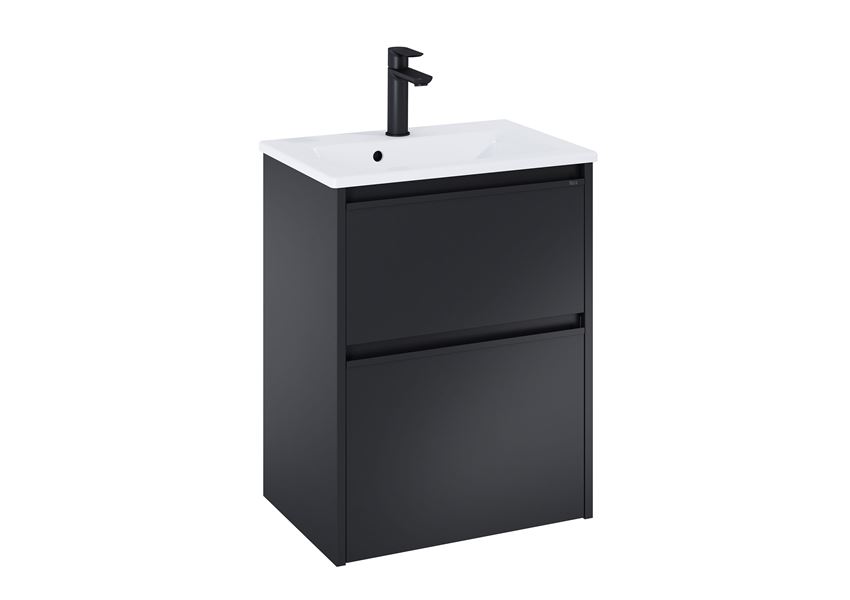 Szafka podumywalkowa Compacto 50 cm z 2 szufladami czarny mat Roca Gap Pro