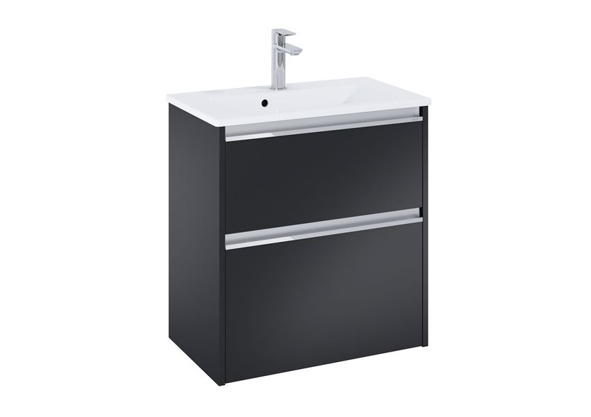 Szafka podumywalkowa Compacto 60 cm z 2 szufladami czarny mat Roca Gap Pro