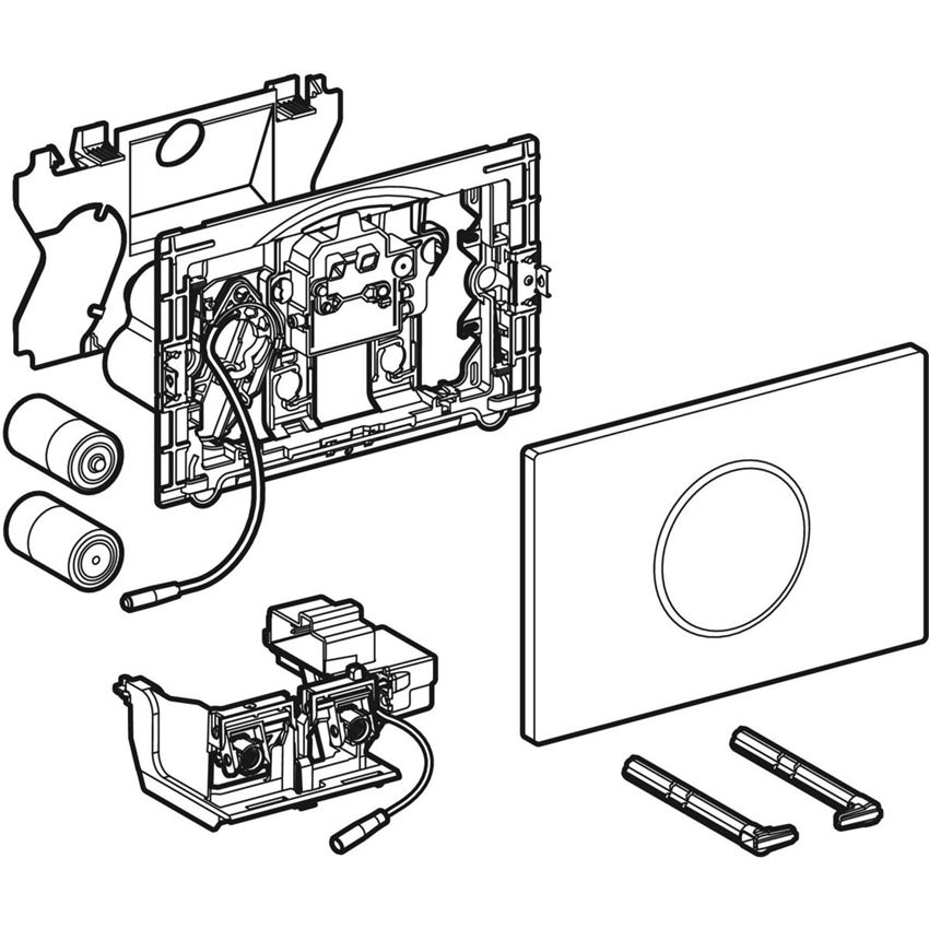 Elektroniczny zestaw uruchamiający WC zasilanie bateryjne Geberit Sigma10 rysunek