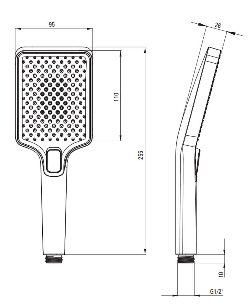 Deszczownica z baterią Deante Anemon NAC N1BZ słuchawka rys techniczny