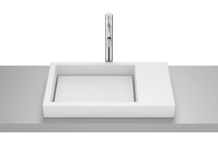 Umywalka nablatowa bez otworu na baterię - SKYLINE 60x38x7 cm biały mat Roca Horizon
