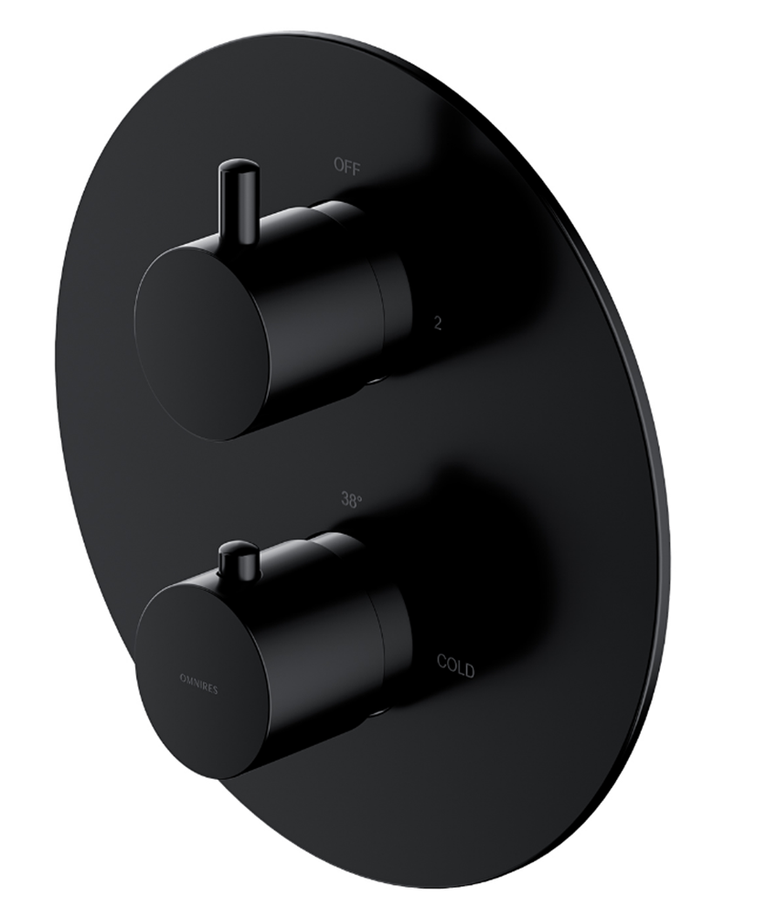 Bateria prysznicowo-wannowa podtynkowa element natynkowy czarny Omnires Y 