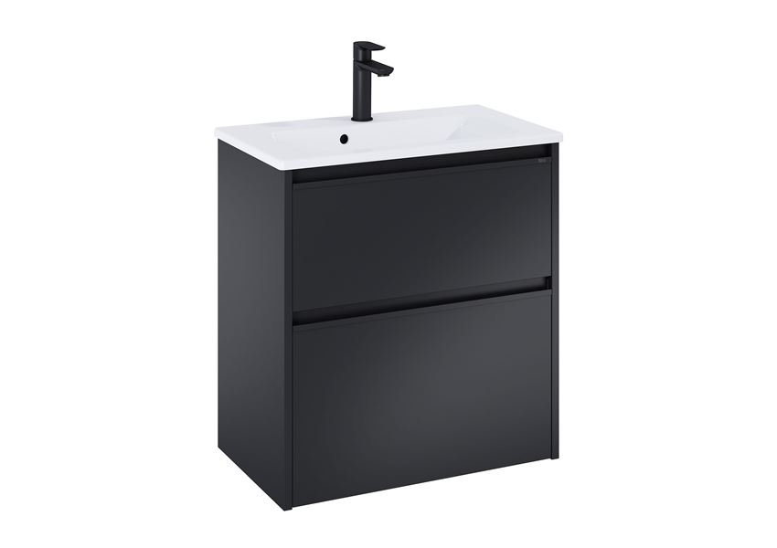 Szafka podumywalkowa Compacto 60 cm z 2 szufladami czarny mat Roca Gap Pro