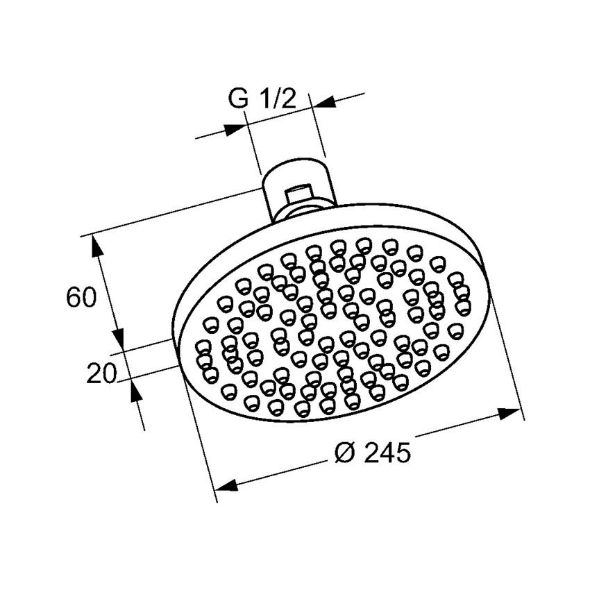 Głowica natrysku 25 cm Kludi A-QA rysunek techniczny