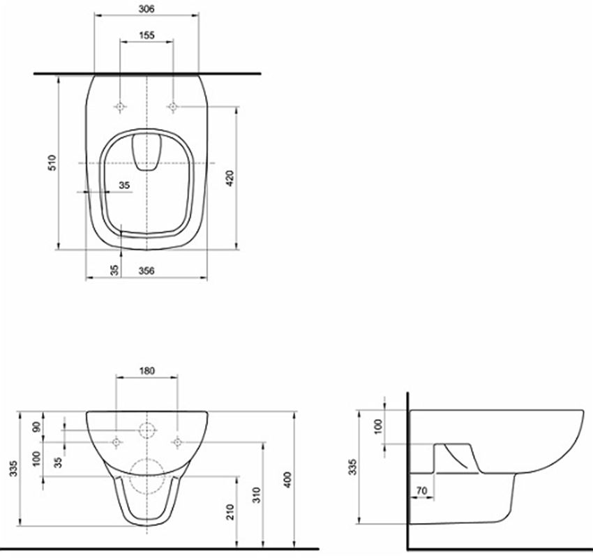 Zestaw podtynkowy WC z systemem Fresh Koło Technic GT rysunek techniczny