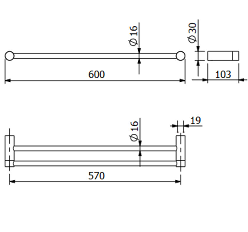 Wieszak na ręczniki 60 cm Kludi Vela R rysunek