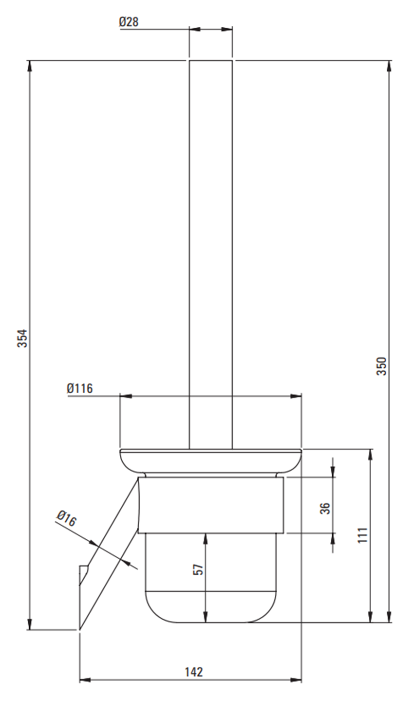 Szczotka do WC Deante Silia ADI C711 rys techniczny