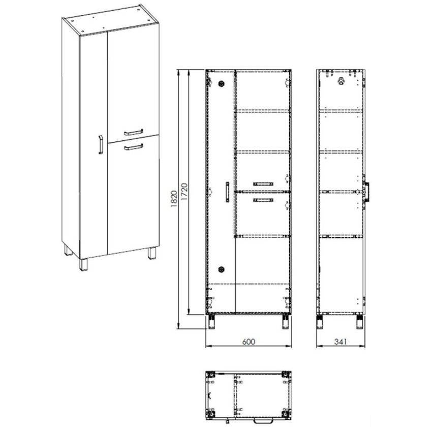 Słupek stojący 60x182 cm biały połysk Elita Sunn 60 3D White HG rysunek