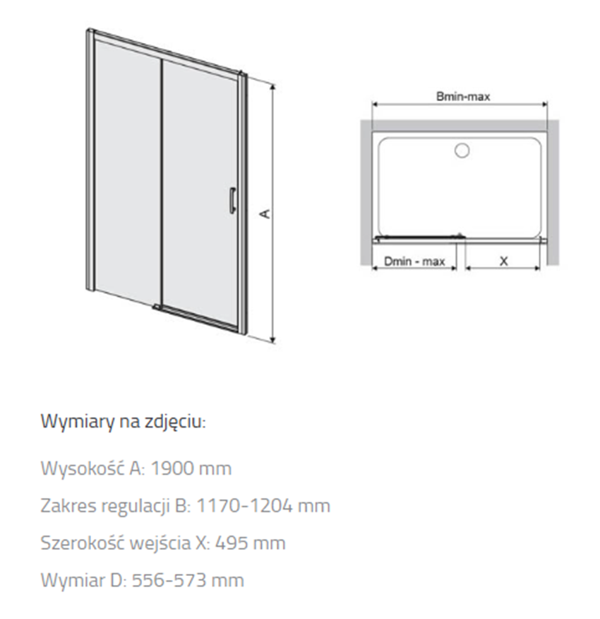 Drzwi przesuwne Sanplast Free Zone 600-271-3150-38-401 rys techniczny