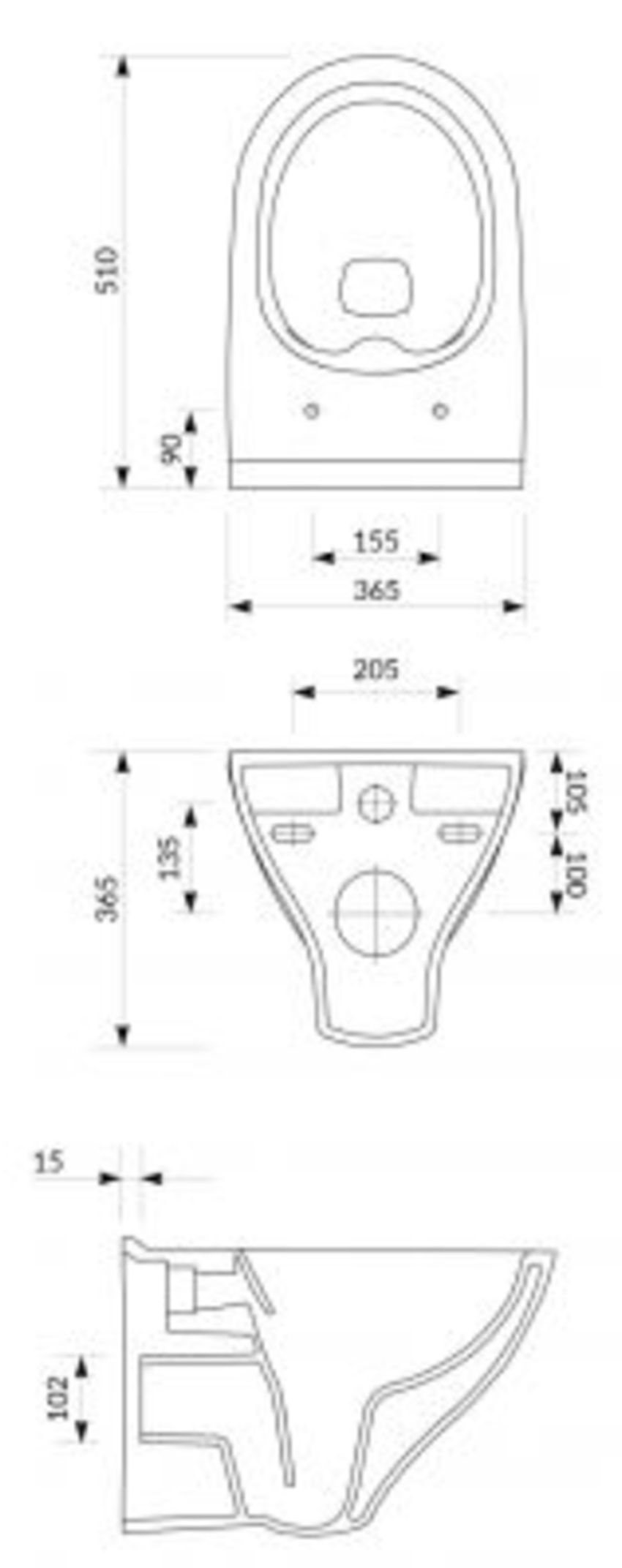 Podwieszana miska WC Cersanit Mille K675-008 rys techniczny