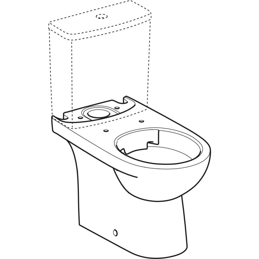 Miska WC stojąca Rimfree do spłuczki nasadzanej odpływ uniwersalny Geberit Selnova rysunek