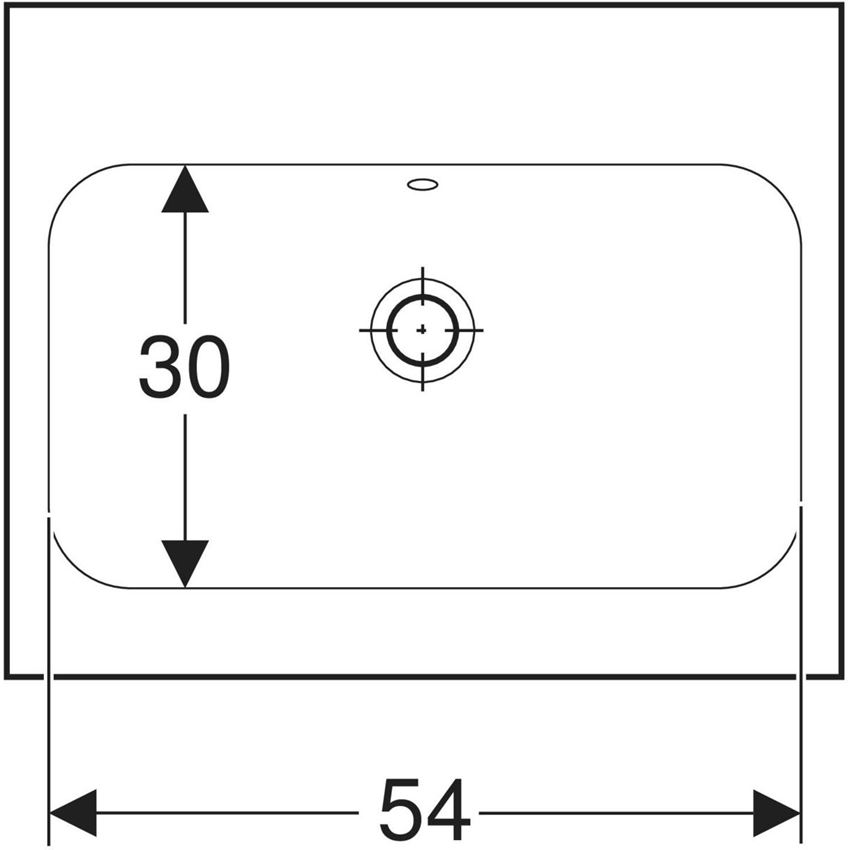 Umywalka nablatowa bez otworu na baterię z przelewem 60 cm Geberit iCon Light rysunek