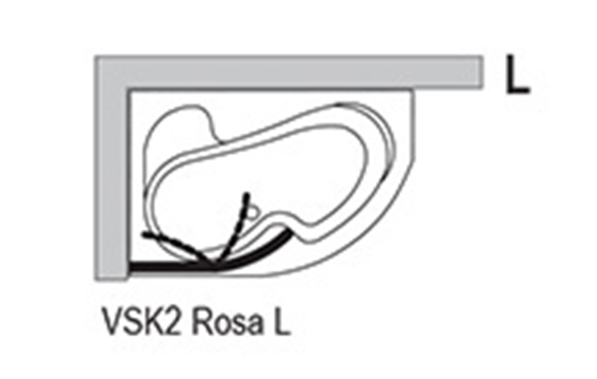 Ravak VSK2 Rosa 160 L 76L90100Z1 rys techniczny