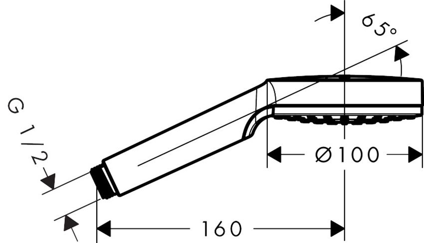 Główka prysznicowa 1jet Hansgrohe Crometta rysunek techniczny