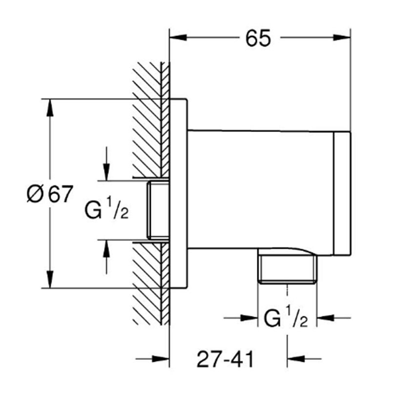 Kolanko przyłączeniowe Grohe Tempesta 28671001 rys techniczny