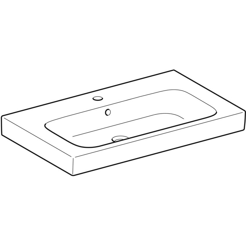 Umywalka meblowa z otworem na baterię z przelewem 80 cm biała Geberit Modo rysunek
