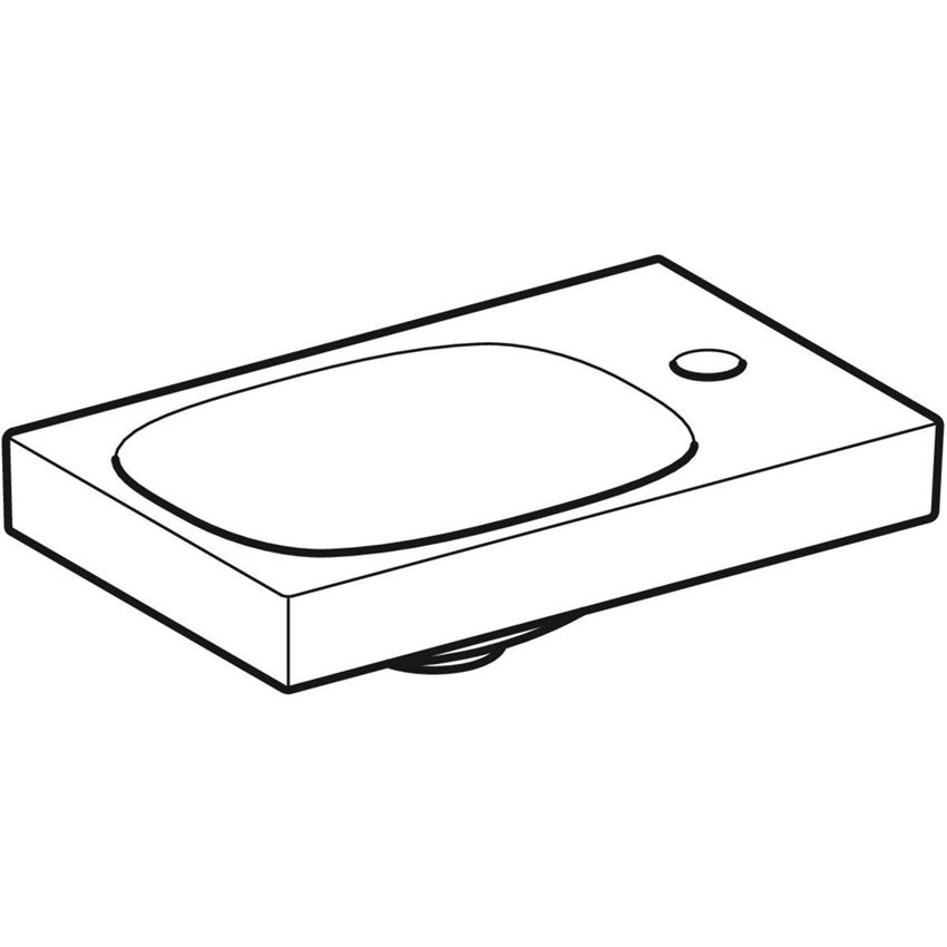 Umywalka ścienna kompaktowa z otworem na baterię po prawej bez przelewu 40 cm Geberit Acanto rysunek
