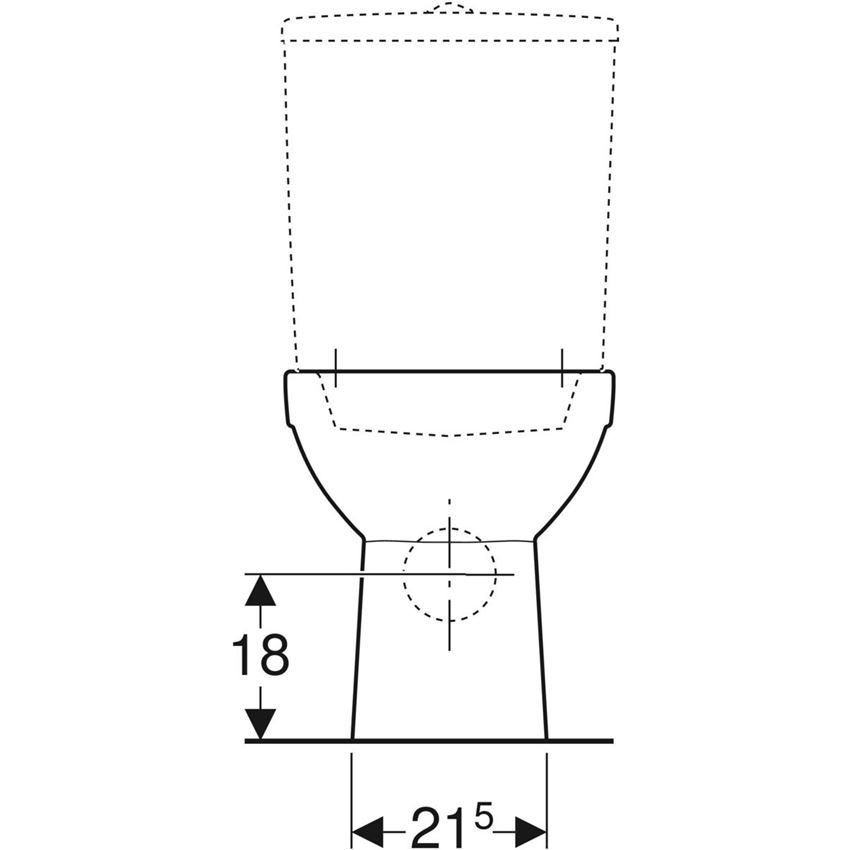 Miska WC stojąca Rimfree odpływ poziomy częściowo ukryte mocowania Geberit Selnova rysunek