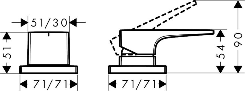 2-otworowa bateria na brzeg wanny element zewnętrzny Hansgrohe Metropol rysunek techniczny