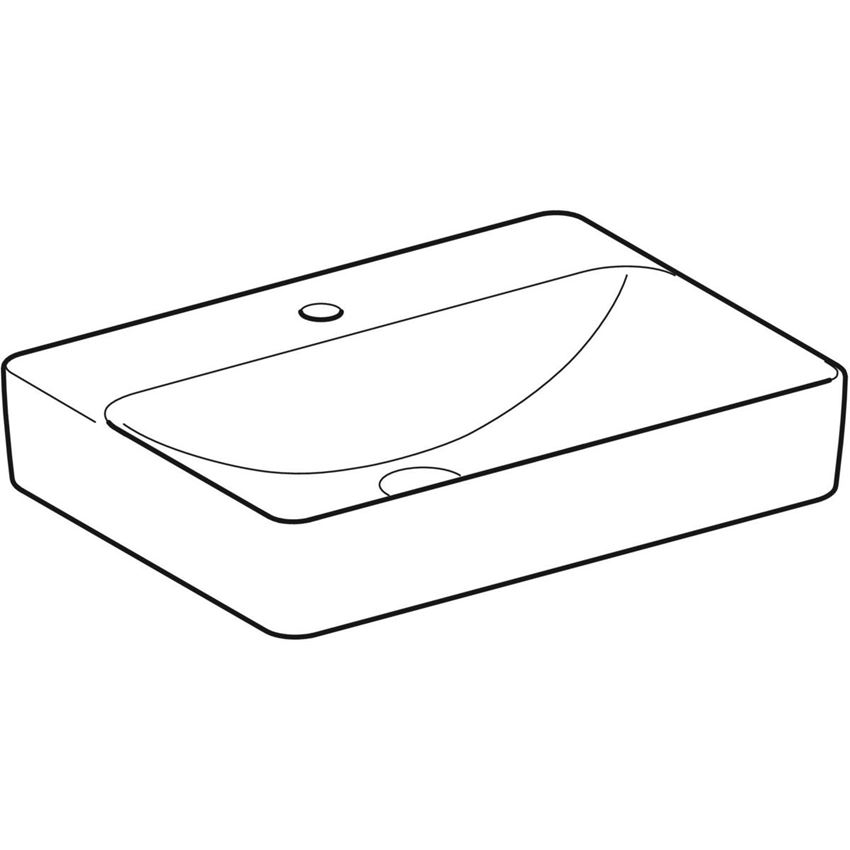 Umywalka nablatowa z otworem na baterię bez przelewu 60 cm Geberit VariForm rysunek