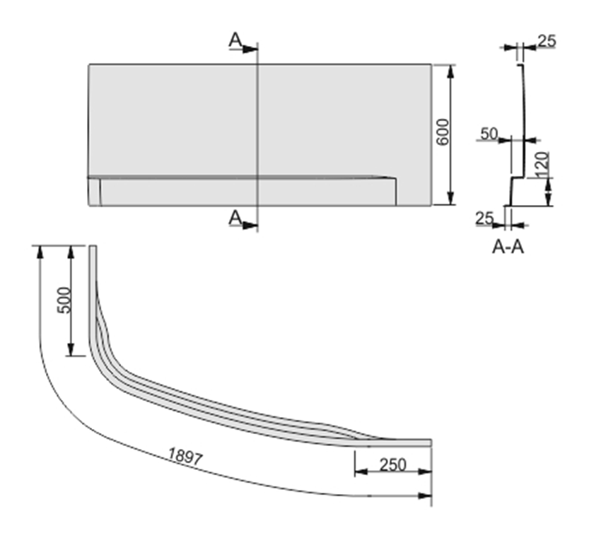 Obudowy do wanien Sanplast Free Line 620-040-0640-01-000 rys techniczny