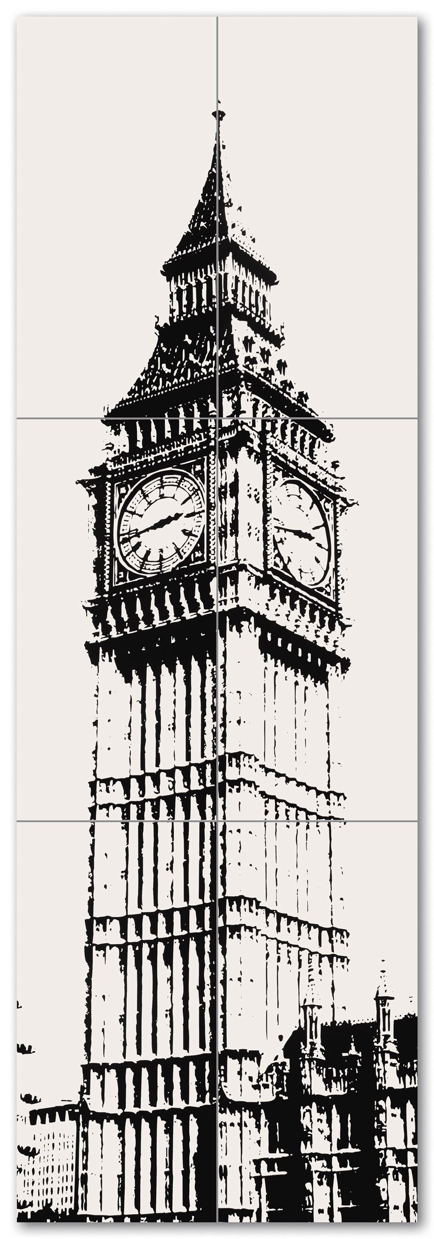 Obraz 6-elementowy 59,8x179,8 cm Tubądzin London Piccadilly Big Ben 1