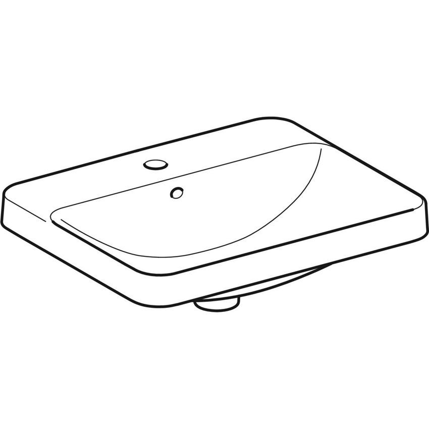 Umywalka wpuszczana w blat z otworem na baterię z przelewem 55 cm Geberit VariForm rysunek