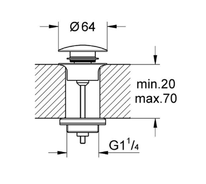 Korek Grohe 65807A00 rys techniczny