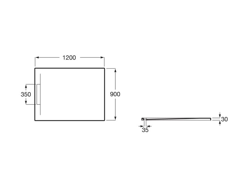 Brodzik prostokątny STONEX® z ukrytym odpływem 120x90x3 cm Roca Pyros rysunek 