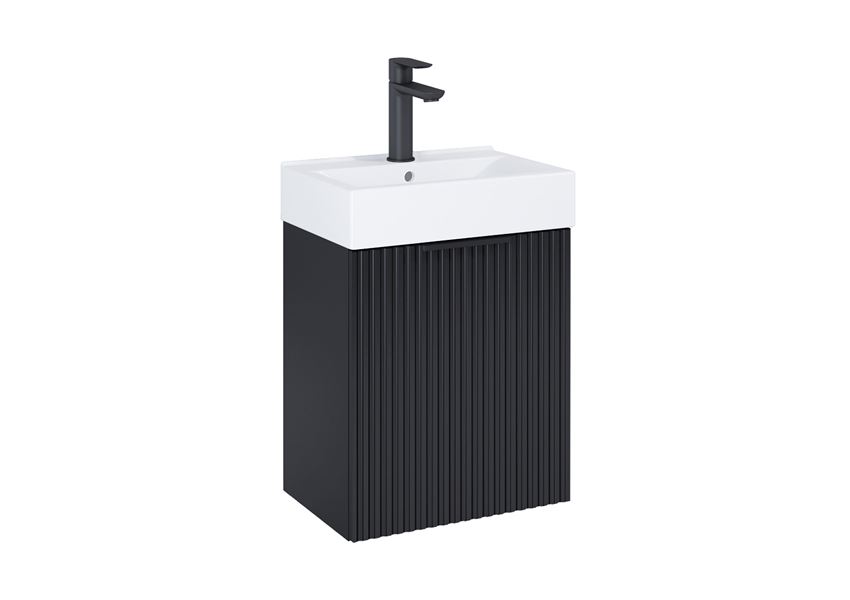 Zestaw łazienkowy Unik 45 cm 1 drzwiami czarny mat Roca Reef