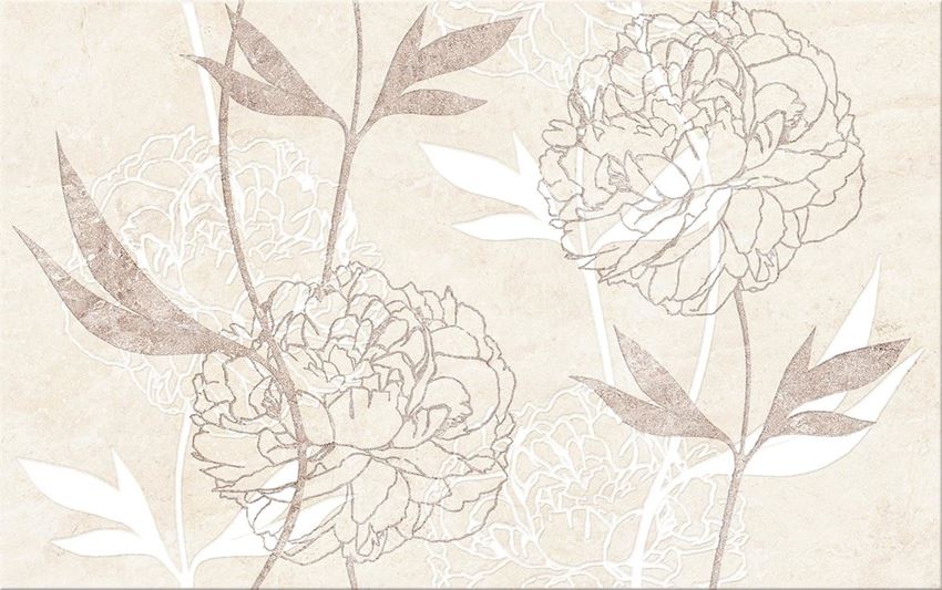 Płytka dekoracyjna 25x40 cm Cersanit Ferrata beige inserto flower