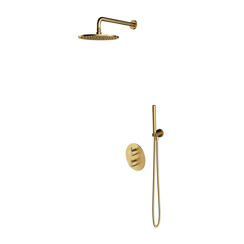 Termostatyczny system prysznicowy podtynkowy złoty szczotkowany Omnires Y