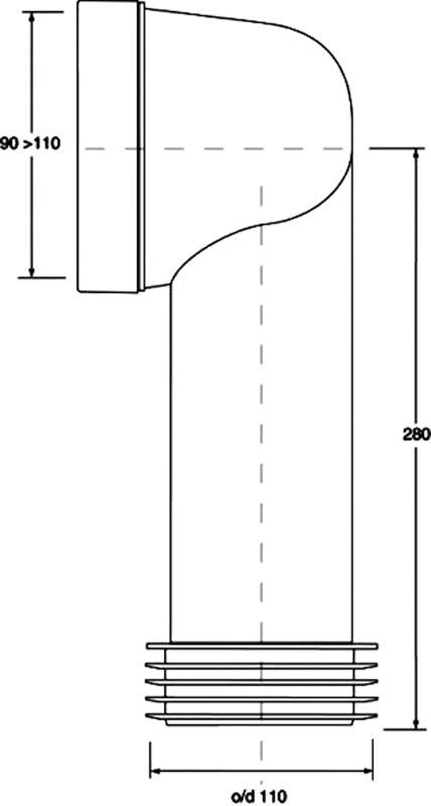 Przyłącze kanalizacyjne długie 27,5 cm McAlpine rysunek