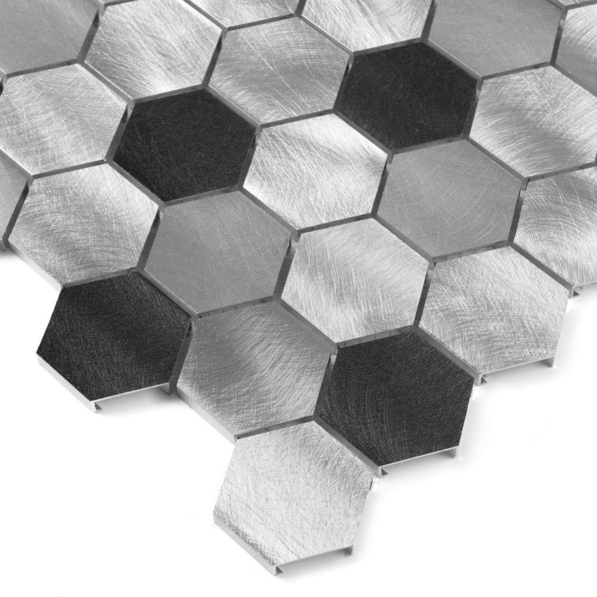 Mozaika metalowa 28,7x29,9 cm Dunin Metallic Allumi Grey Hexagon Mix 48