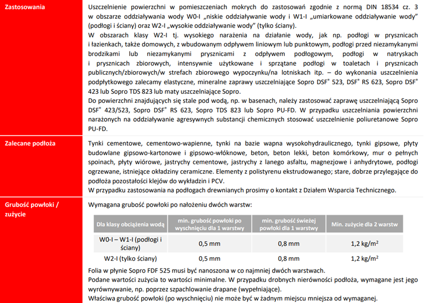 Folia w płynie Sopro 525 karta techniczna