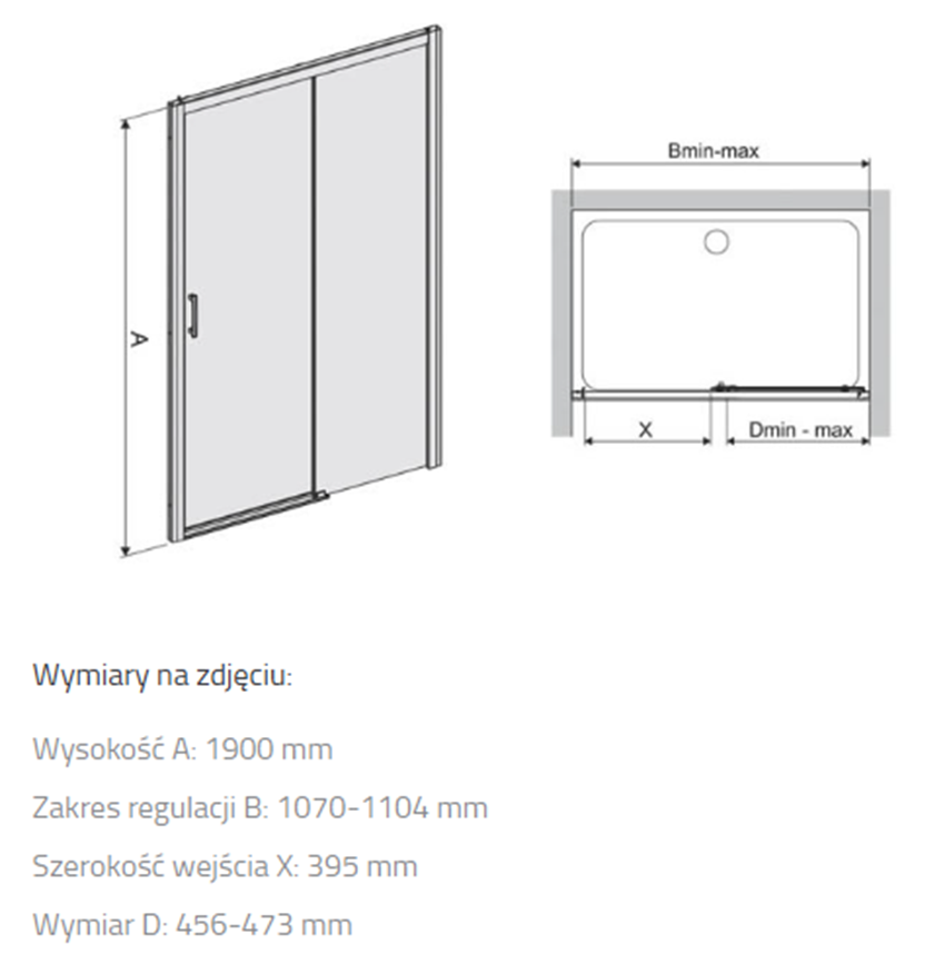 Drzwi przesuwne Sanplast Free Zone 600-271-3140-38-501 rys techniczny