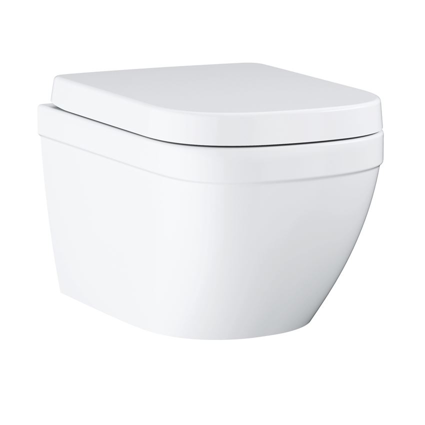 Miska WC wisząca bez kołnierza z deską 37,4x49 cm biel alpejska Grohe Euro Ceramika