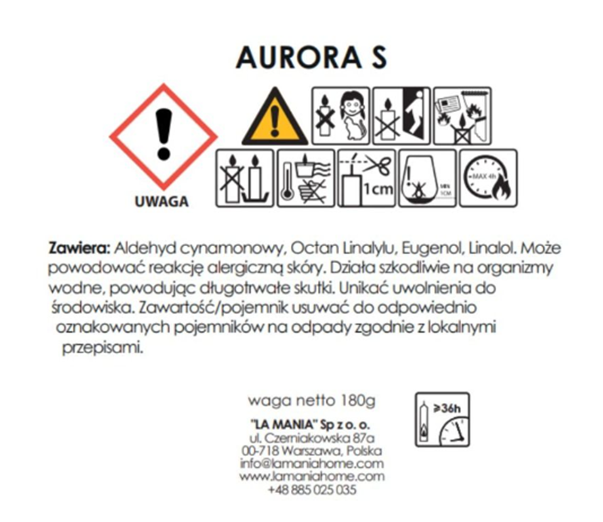 Świeca zapachowa La Mania Home Świeca Aurora S