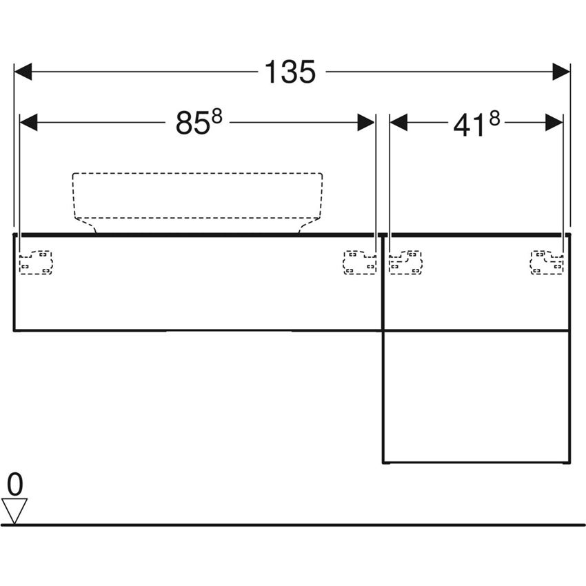 Szafka wisząca podumywalkowa 135 cm Geberit VariForm rysunek