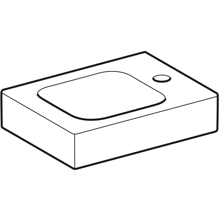 Umywalka kompaktowa z otworem na baterię po prawej bez przelewu 38 cm Geberit iCon rysunek