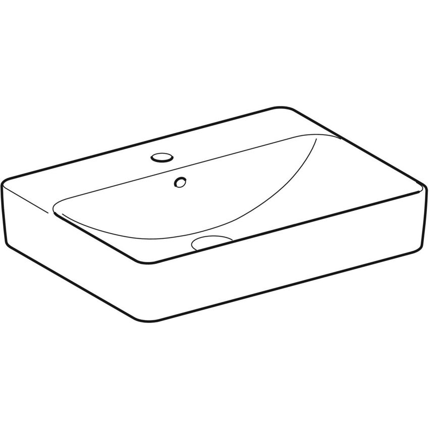 Umywalka nablatowa z otworem na baterię z przelewem 60 cm Geberit VariForm rysunek