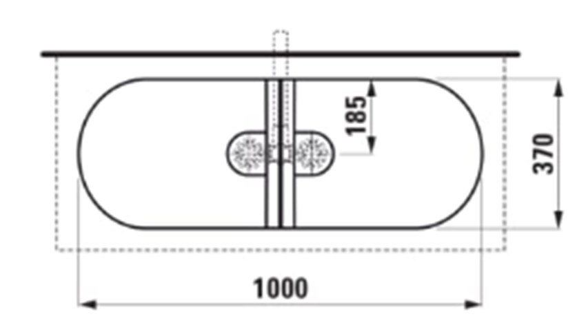 Umywalka nablatowa Laufen Sonar H8123490001121 rys techniczny