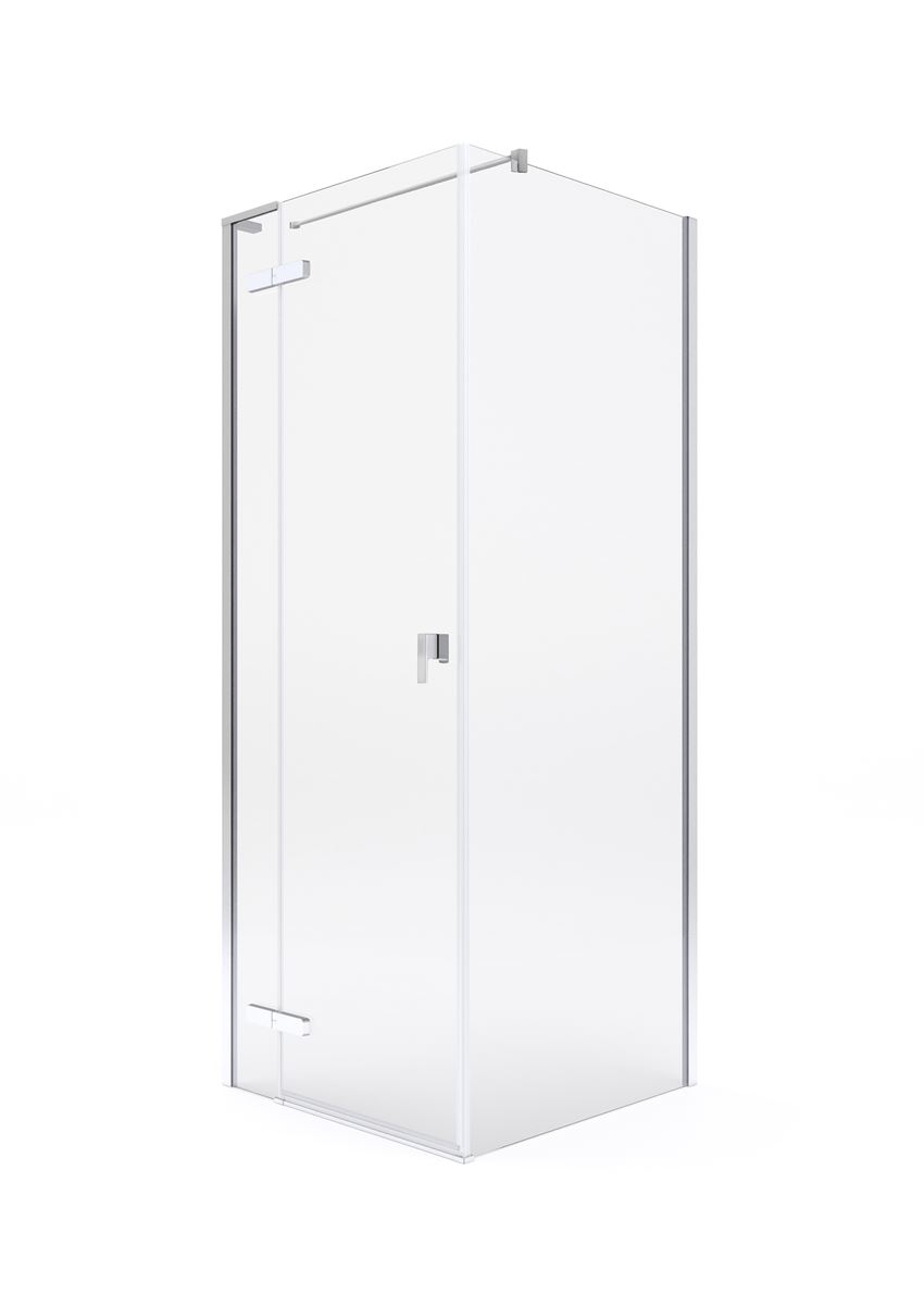 Drzwi skrzydłowe z polem stałym z powłoką MaxiClean szkło przezroczyste profile chromowane 110x200 cm Roca Metropolis-N