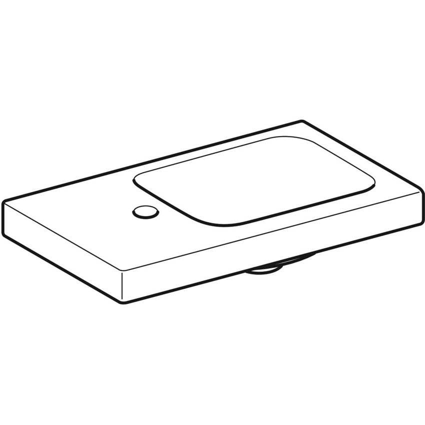 Umywalka ścienna kompaktowa z otworem na baterię po lewej bez przelewu 53 cm Geberit iCon Light rysunek